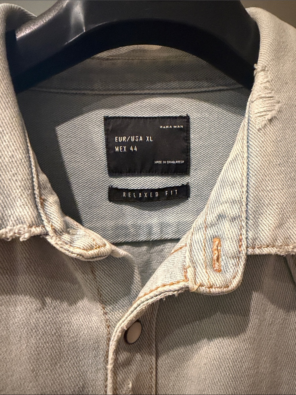 Zara Distressed Light Beige Denim Shirt - Men - Picture 2 of 3
